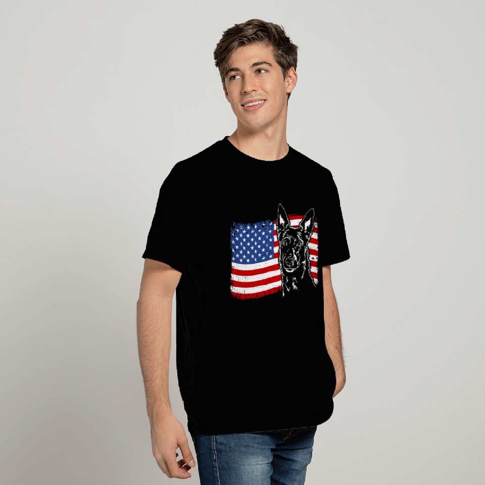 Patriotic AUSTRALIAN KELPIE American Flag Wilsigns T Shirts