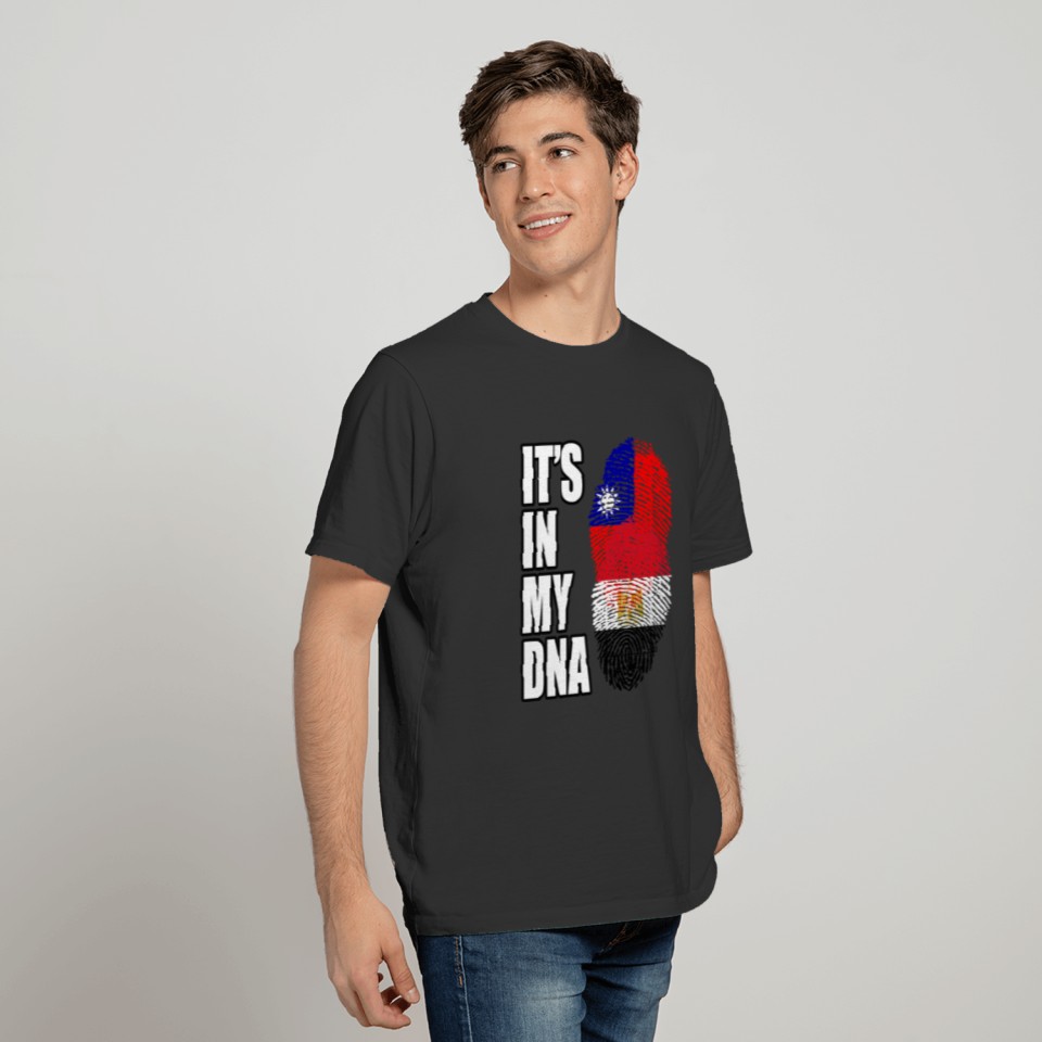 Taiwanese And Egyptian Mix Heritage DNA Flag T-shirt