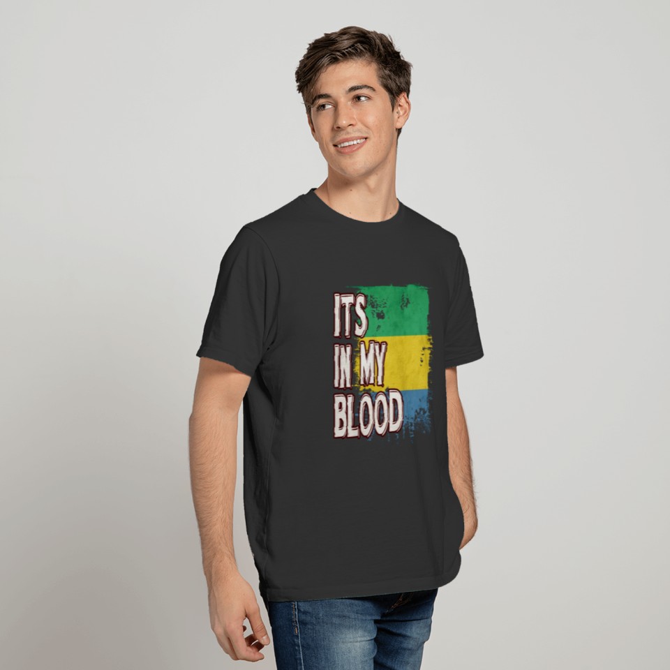 Gabonese Vintage Heritage DNA Flag T-shirt