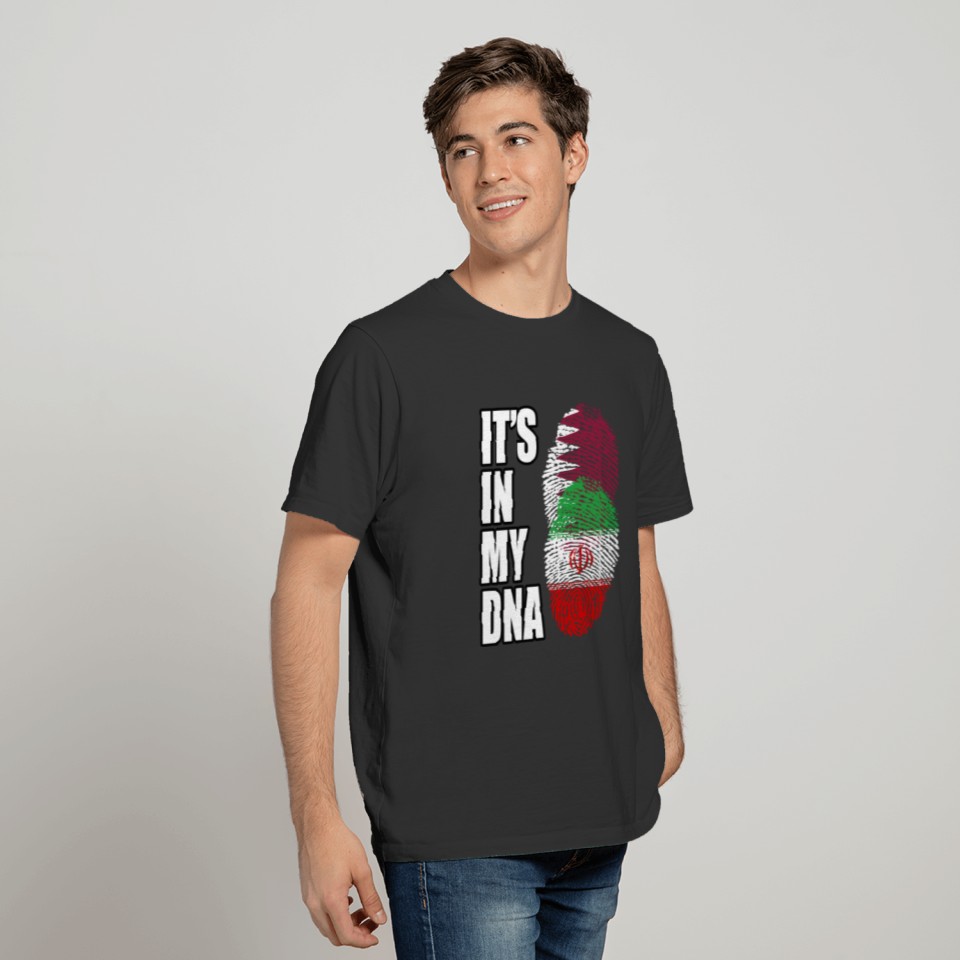 Qatari And Iranian Vintage Heritage DNA Flag T-shirt