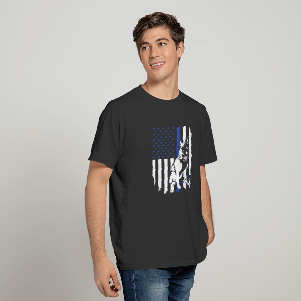 K-9 Dog Police Officer American Flag Apparel USA T Shirts