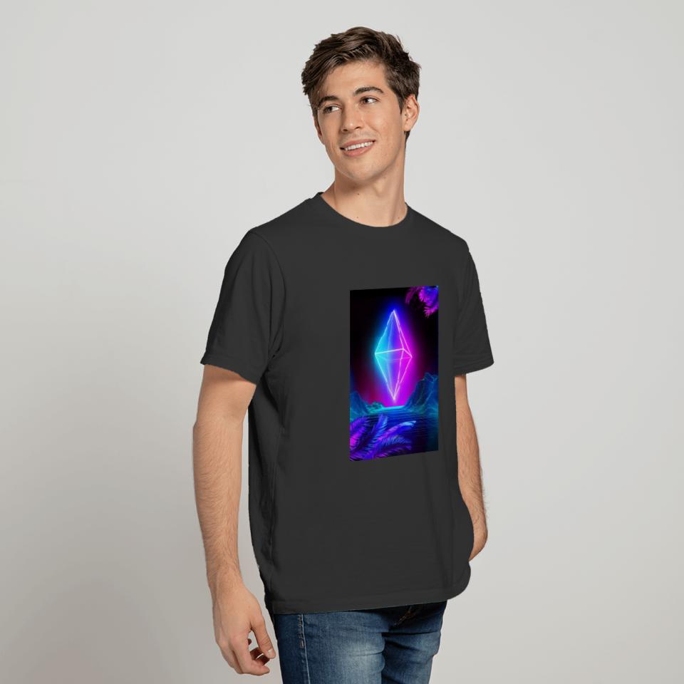 Neon landscape: Synth Crystal T-shirt