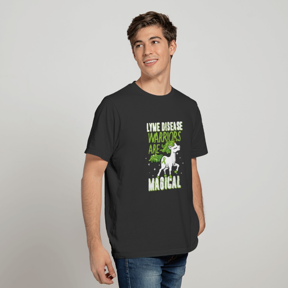 Lyme Disease Warrior Magical Unicorn Ticks Green T-shirt