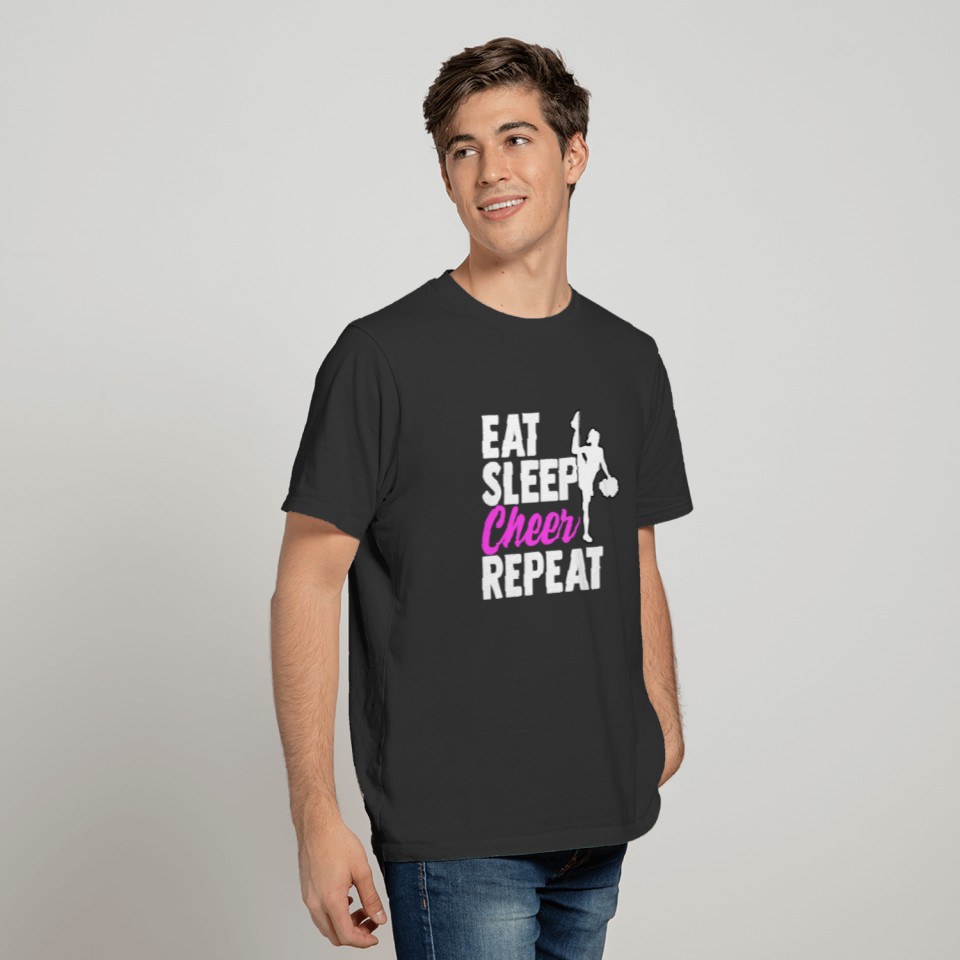 Eat Sleep Cheer Repeat Cheerleader Life Routine T-shirt