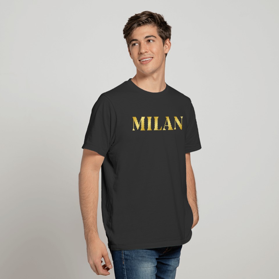 Modern Gold Glam Milan City Typography T-shirt