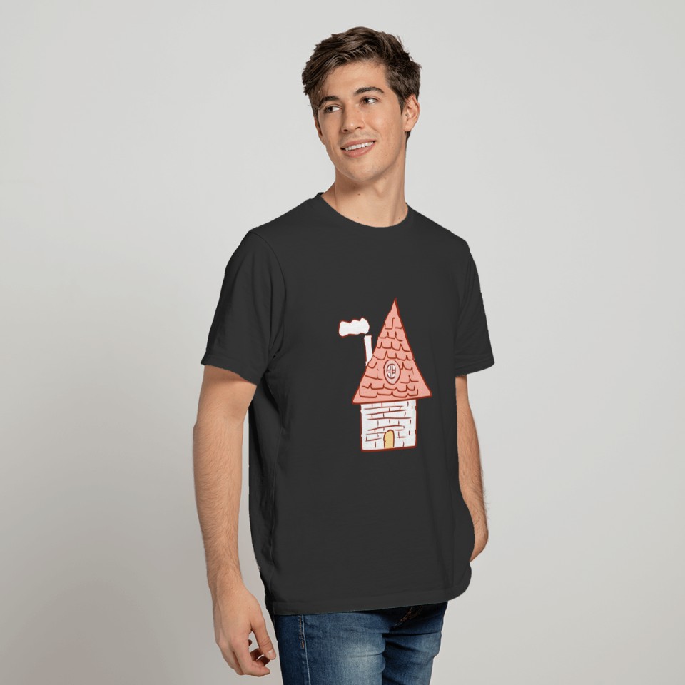 house cartoon living old red T-shirt