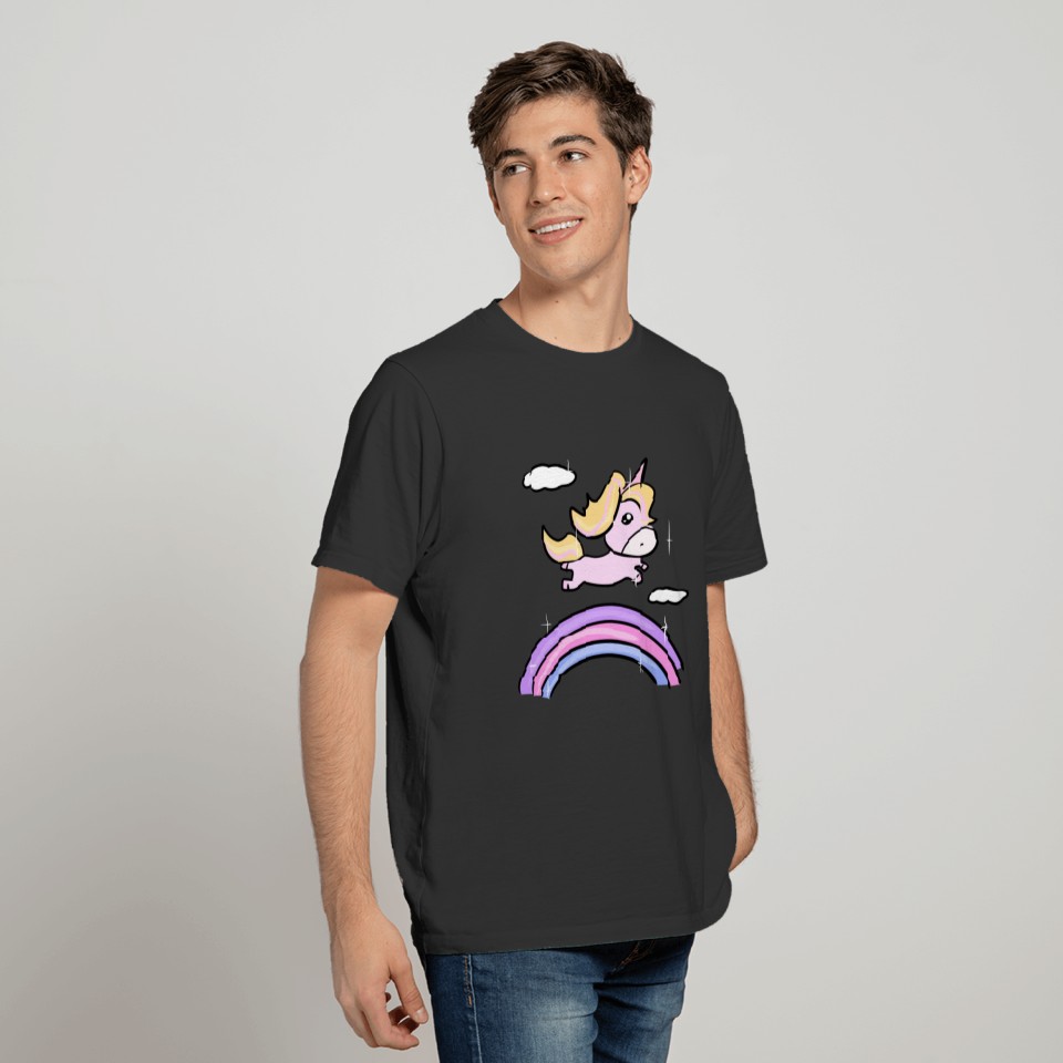 unicorn horse cartoon icon rainbow T-shirt