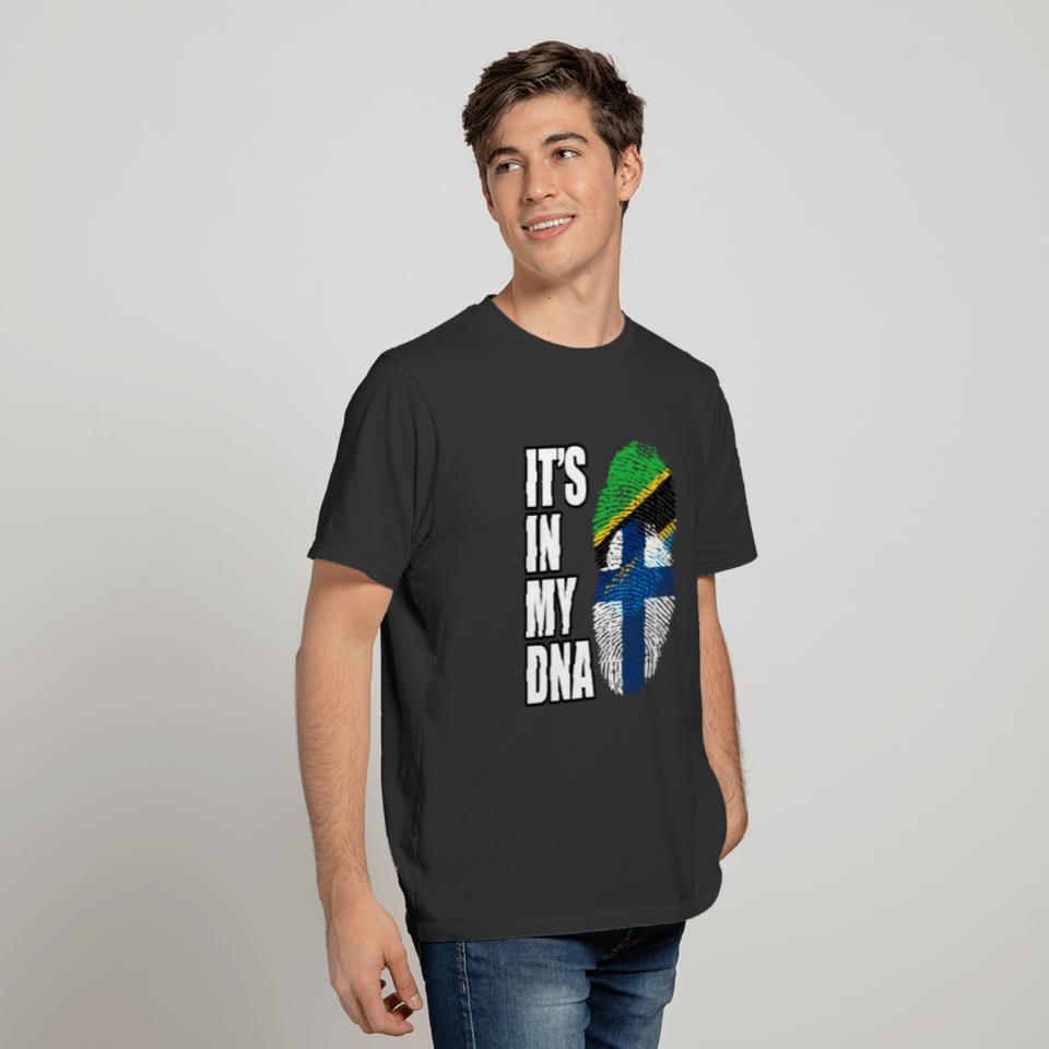 Tanzanian And Finland Vintage Heritage DNA Flag T-shirt