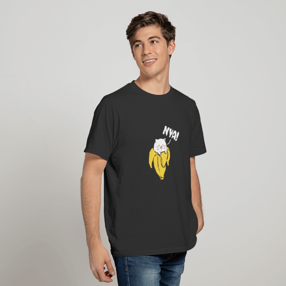 Nya Cat Banana Vintage T Shirts