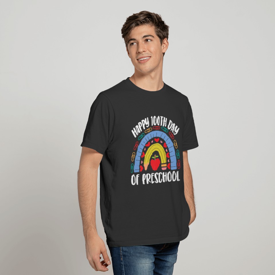 Happy 100 Days Or Preschool School Rainbow Acedami T-shirt