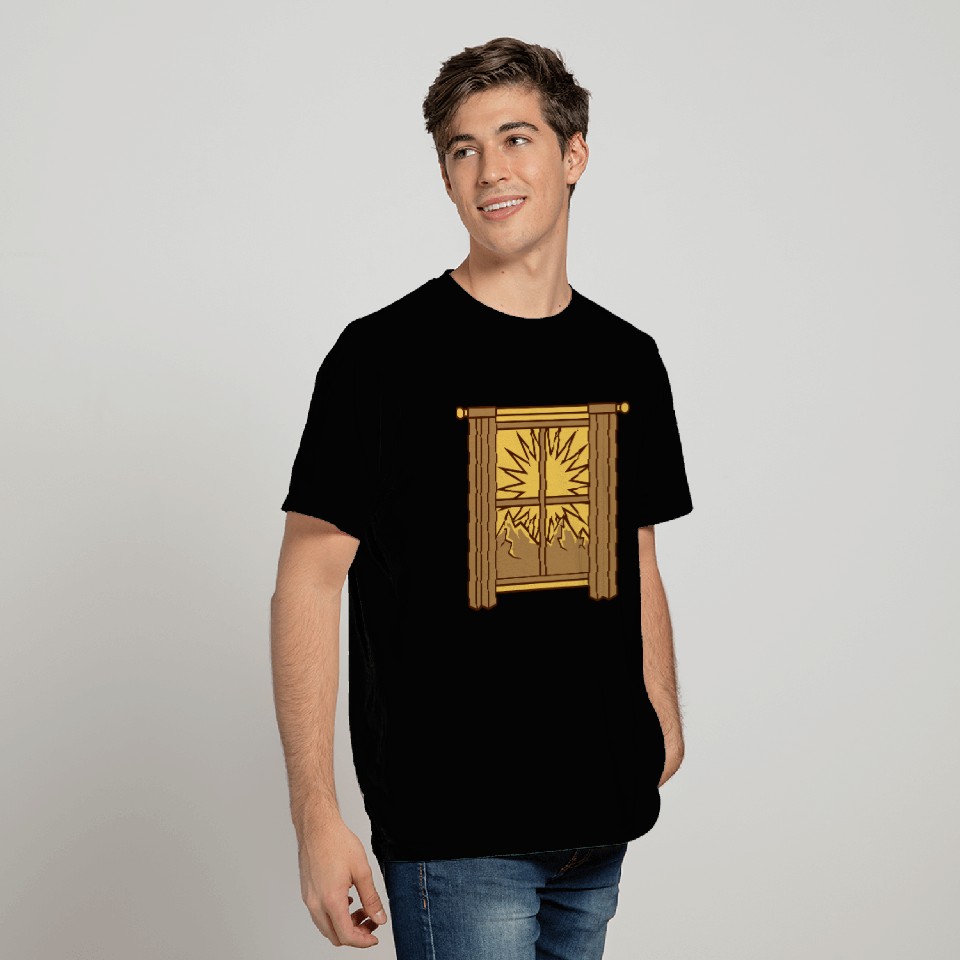 view mountains window curtain T Shirts