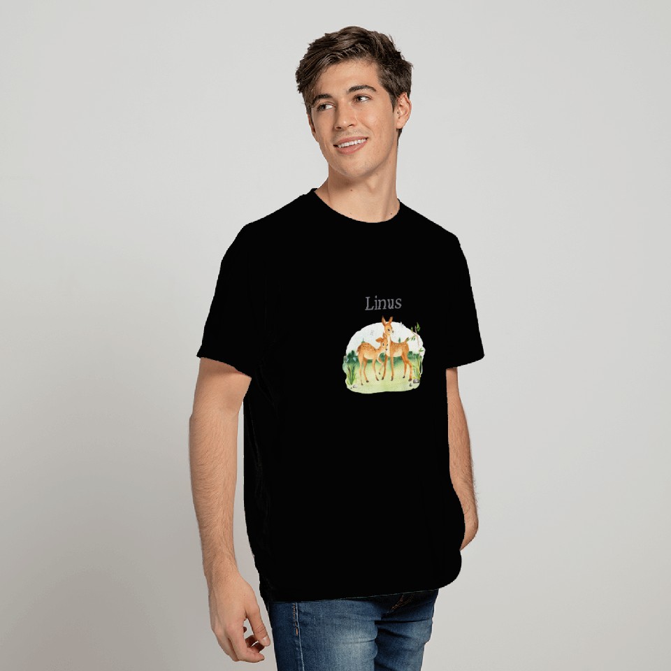 Forest Animal Deer Flowers Name Linus T Shirts