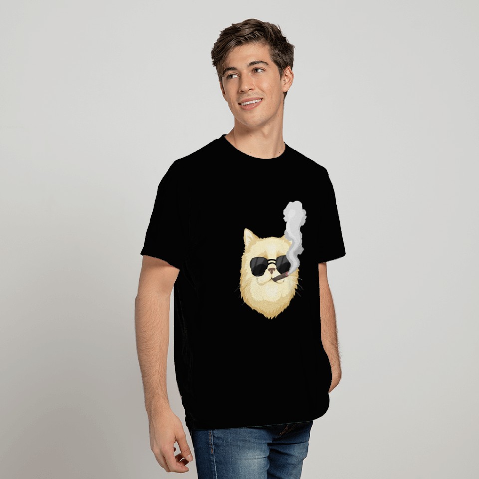 Funny Cat Smoking Sigar T Shirts
