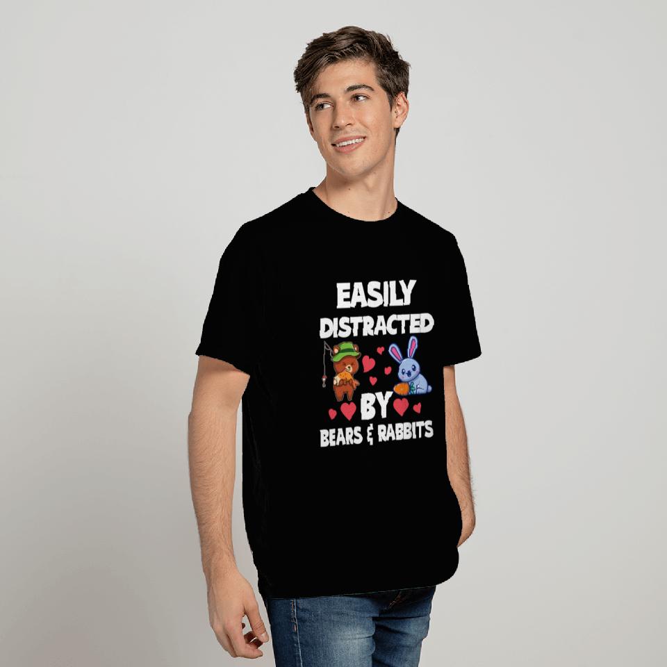 Easily Distracted By Bear Rabbit Relaxed Fit T Shirts