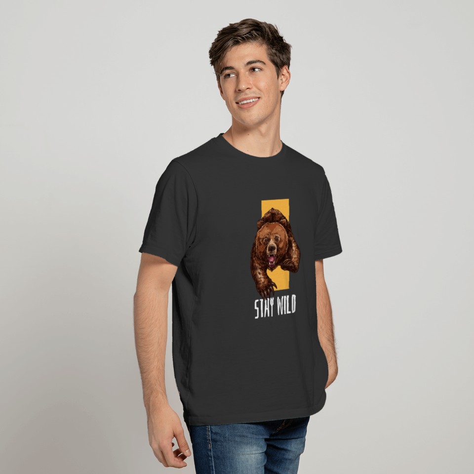 Brown and Yellow Wild Animal- Bear T Shirts
