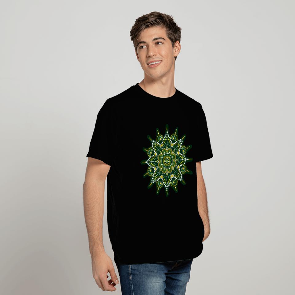 Mandalas dot mandala dotted Dot Mandala Art Green T Shirts