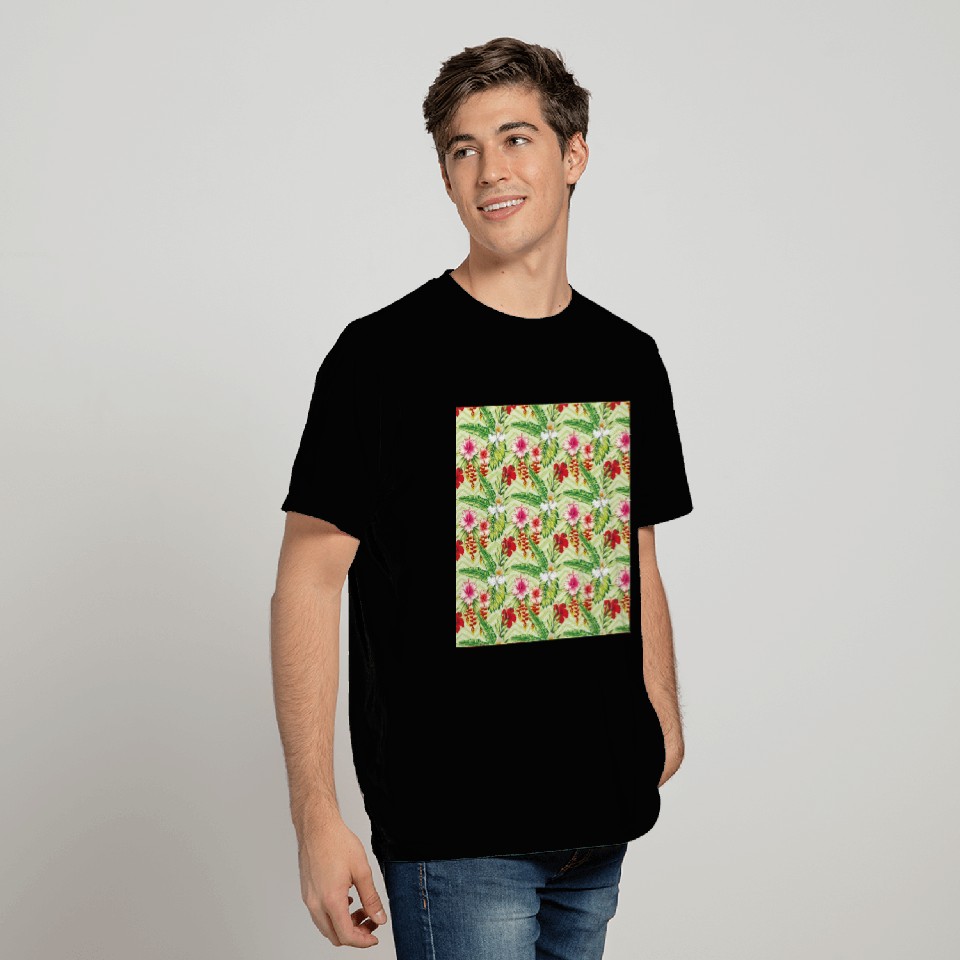 Illustration hibiscus palm leaves T Shirts
