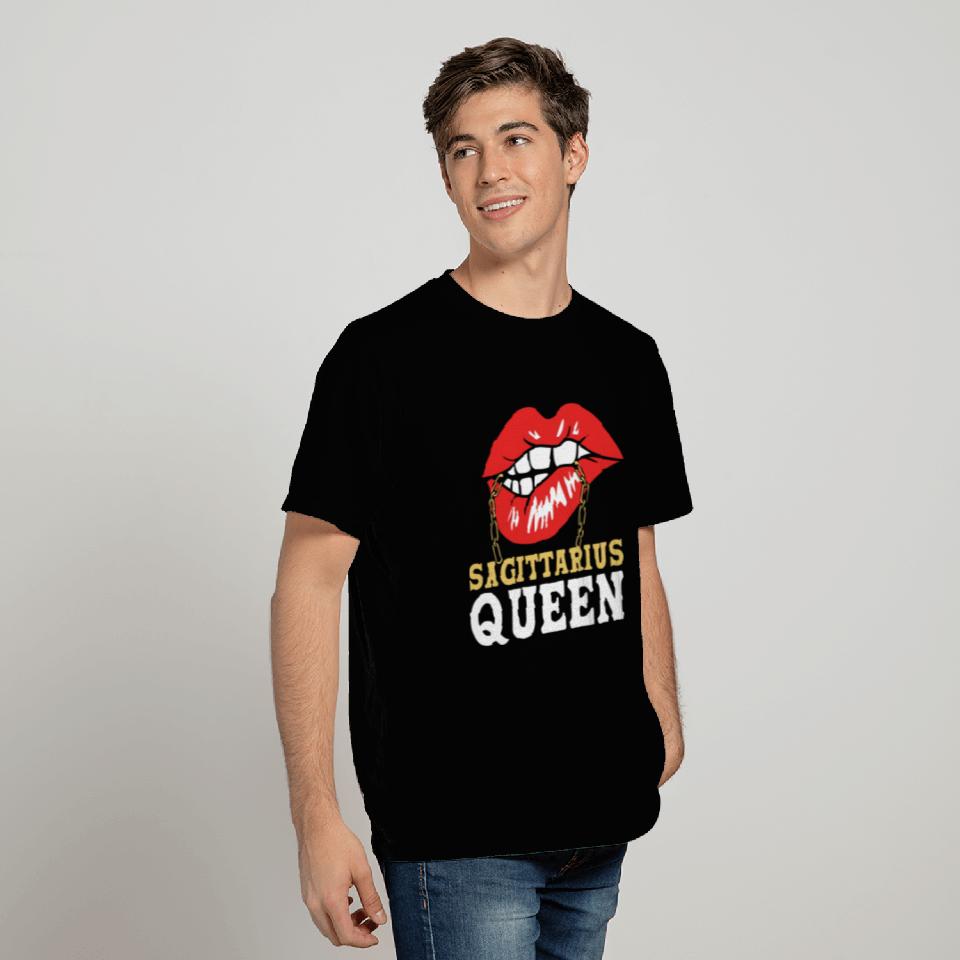 Red Lips Biting Zodiac Sagittarius Queen T Shirts