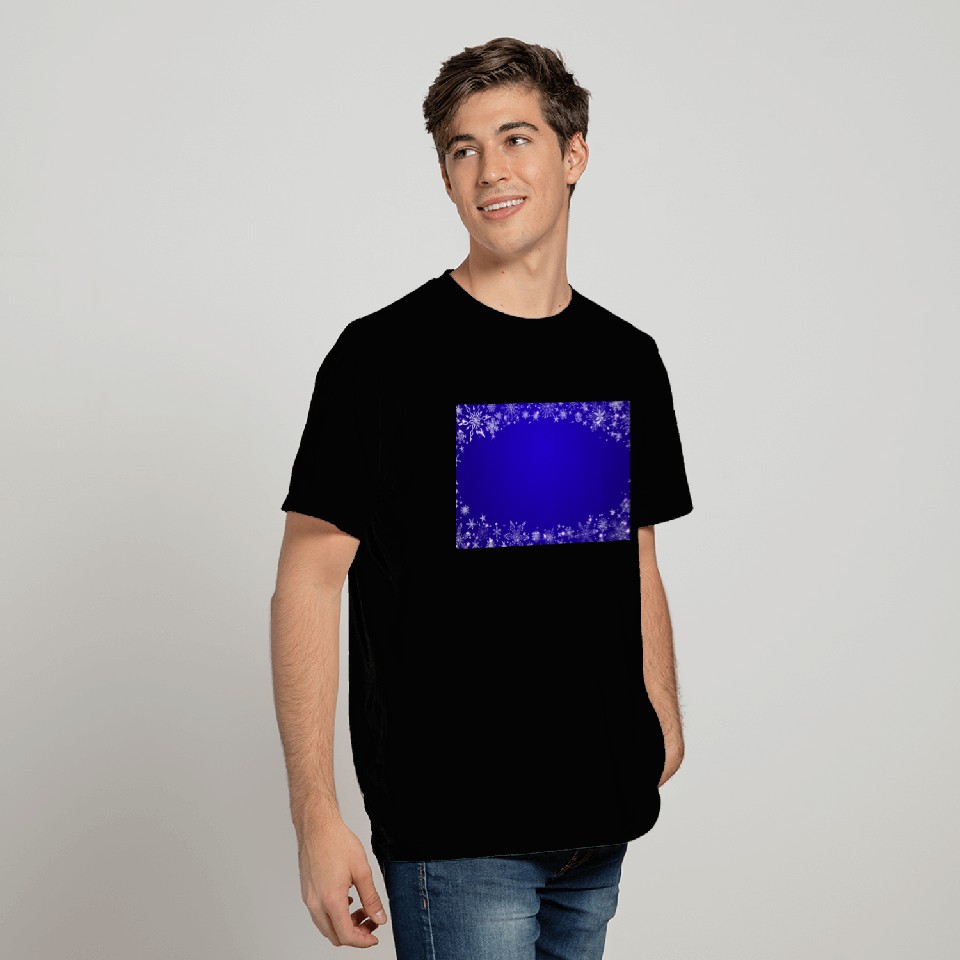 Modern Navy Blue Snowflakes Pattern T Shirts