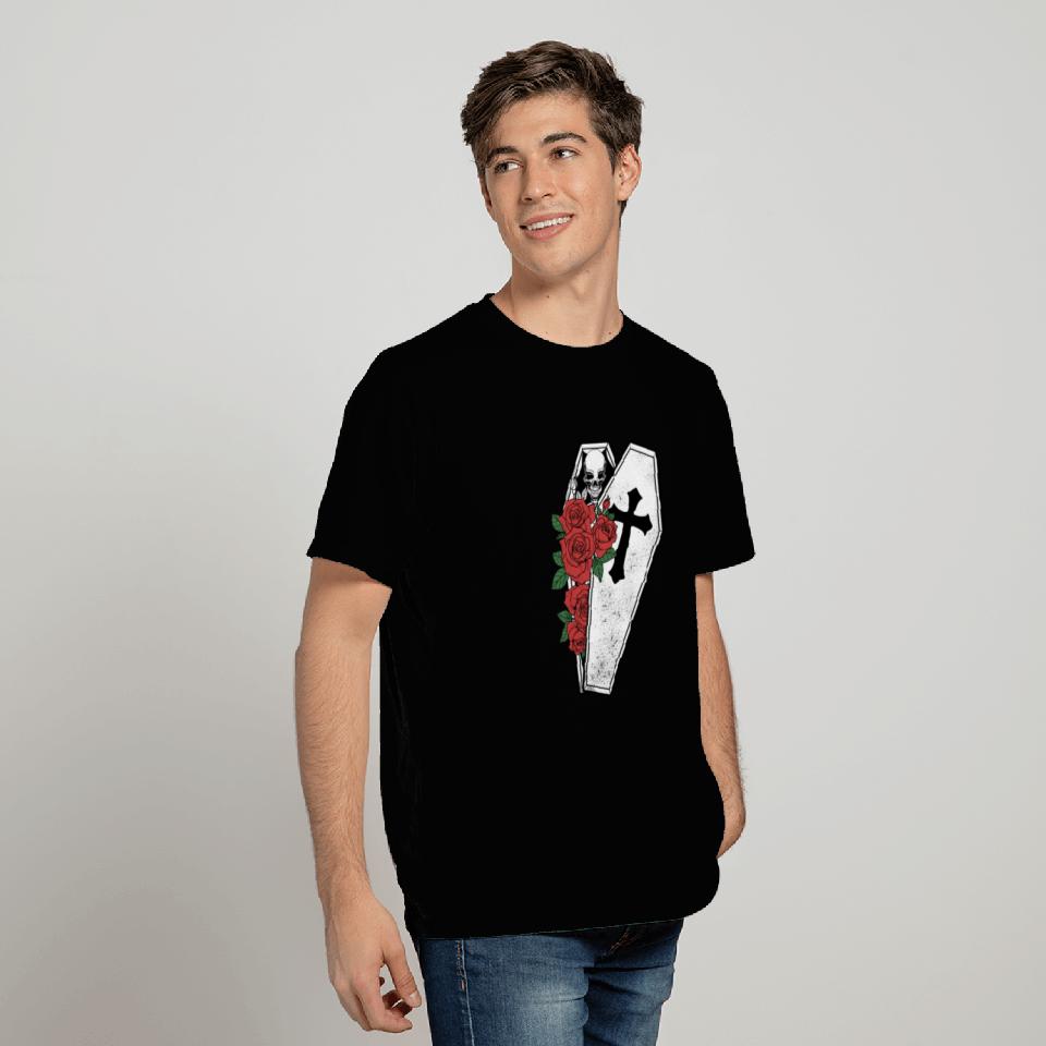 Skeleton Roses Coffin T Shirts