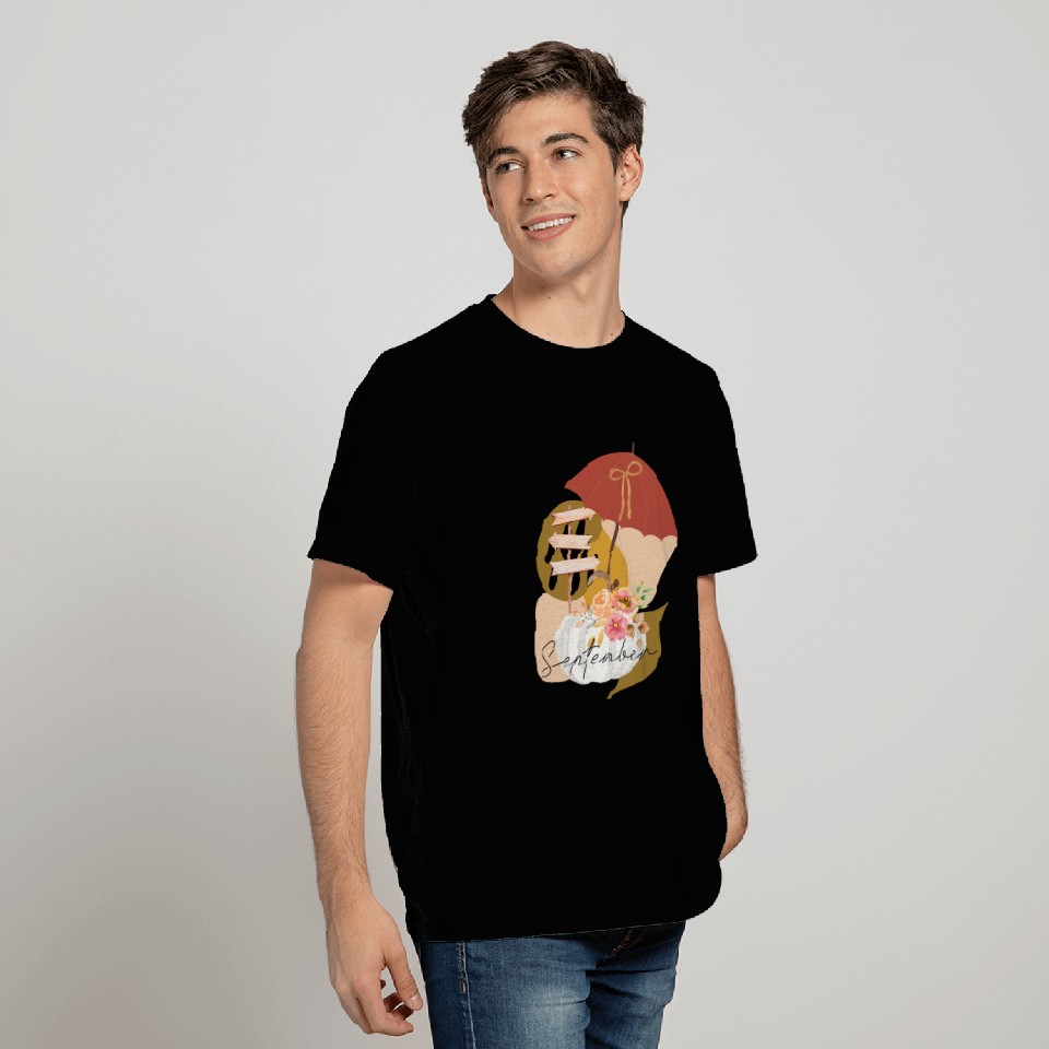Fall September white pumpkin abstract T Shirts