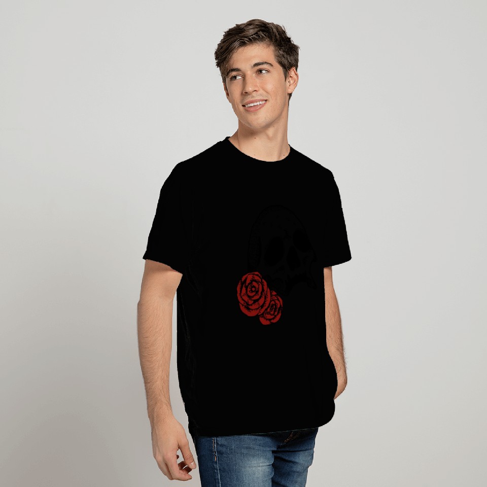 Skull with red Roses | Skull | Bones | Halloween T Shirts