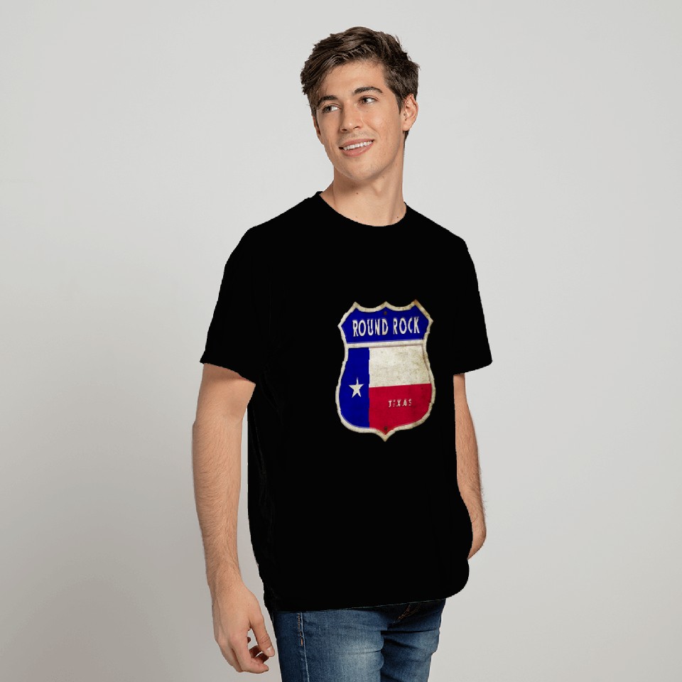 Round Rock Texas Crest Flag Design T Shirts