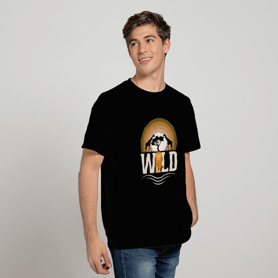 Wild Animals Lion Giraffe Africa T Shirts