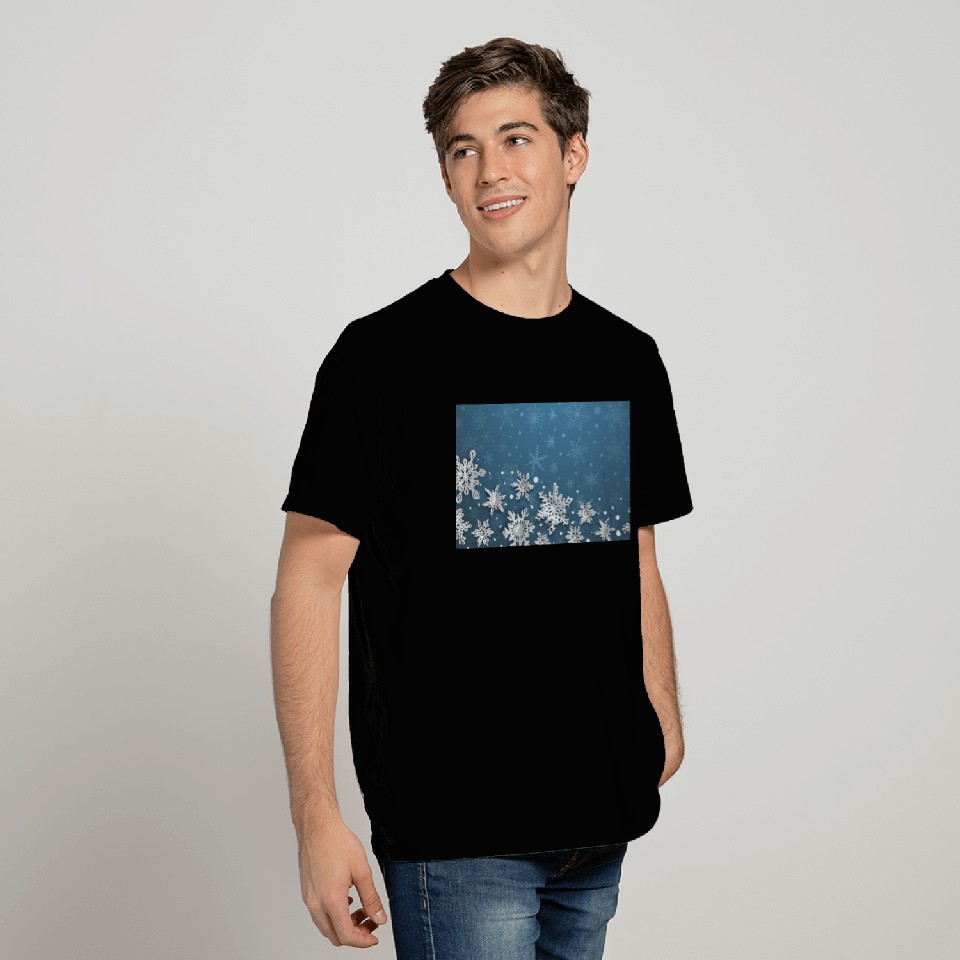 Modern Blue Snowflakes Pattern T Shirts