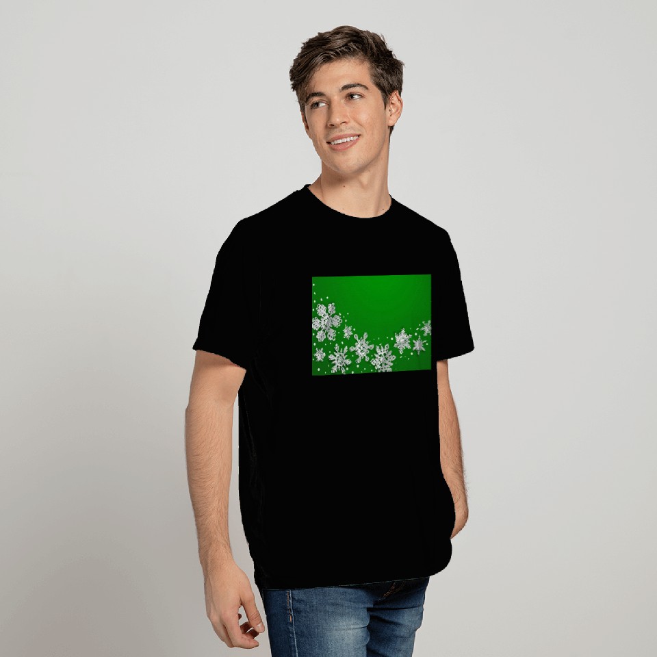 Christmas Snowflakes Green Winter T Shirts