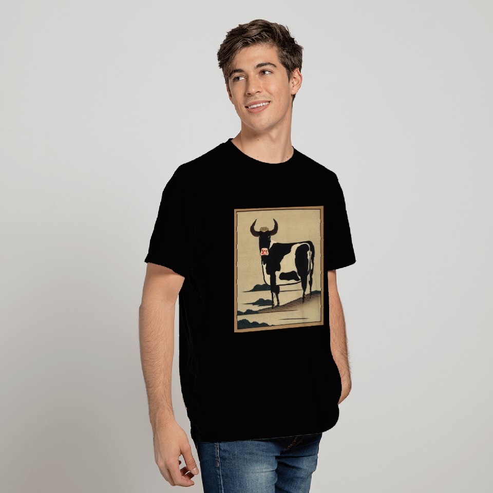 Ukiyo-e Cow, Japanese Print T Shirts
