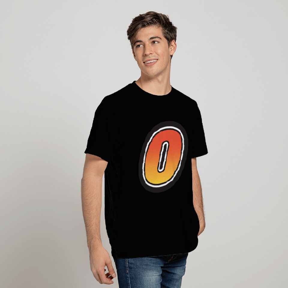 Number Zero 0 Gradient Yellow Orange 3 Stroke T Shirts