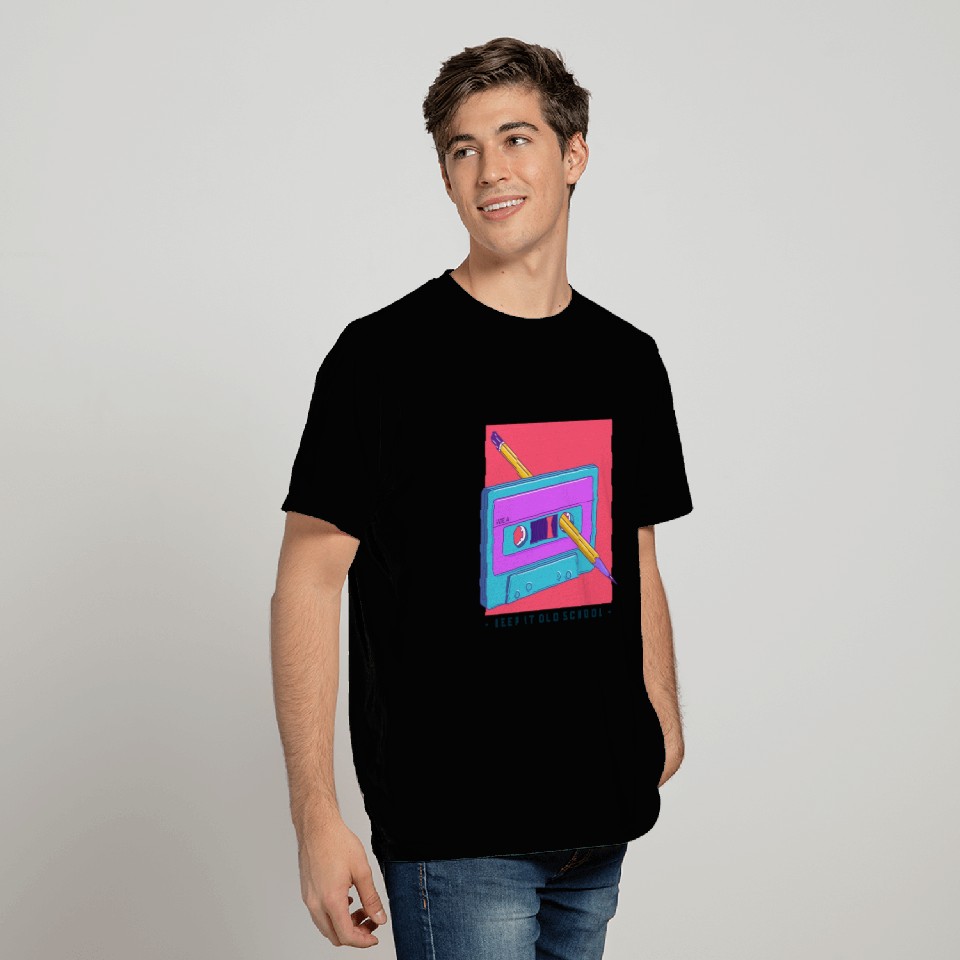 Keep it Old School - Cassette Tape and Pencil T Shirts