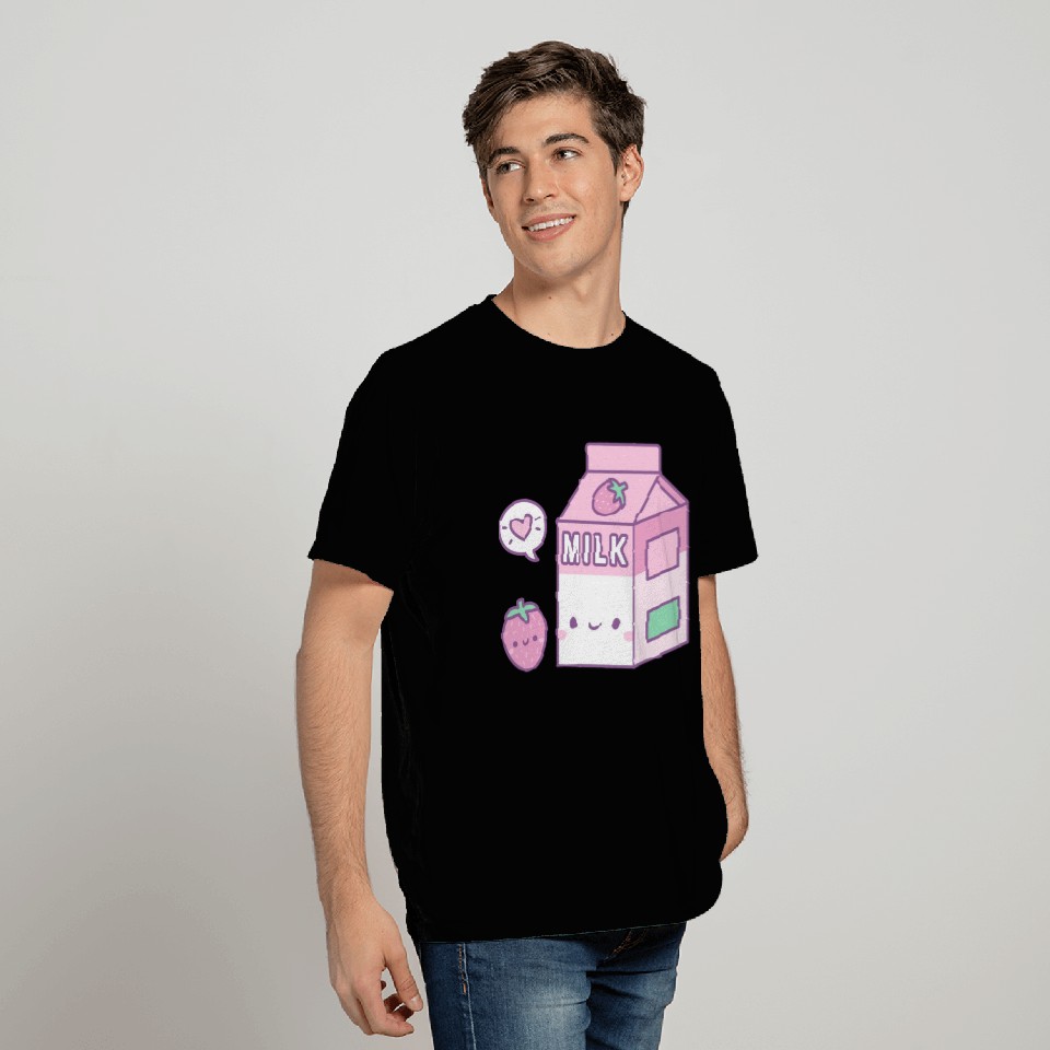 Cute Strawberry Milk Carton T Shirts
