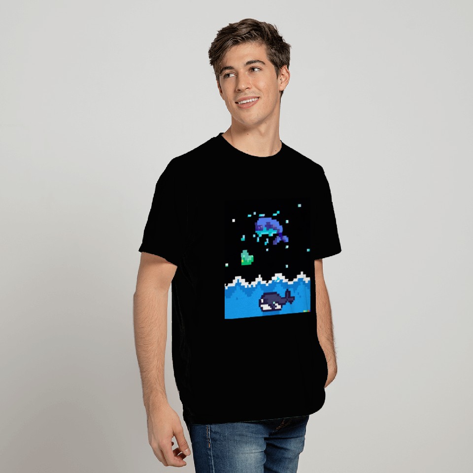 The Jumping Pixel Whale T Shirts