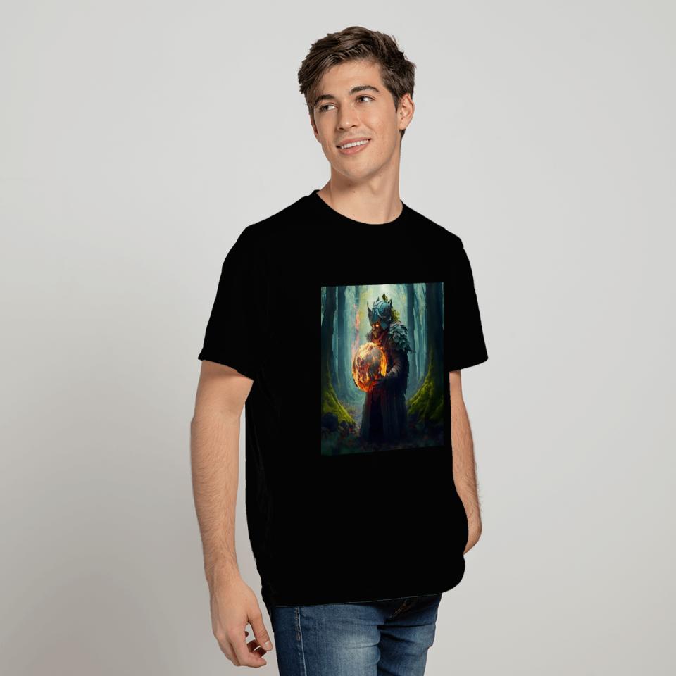 Wizard forest magician fairy tale fireball magic T Shirts