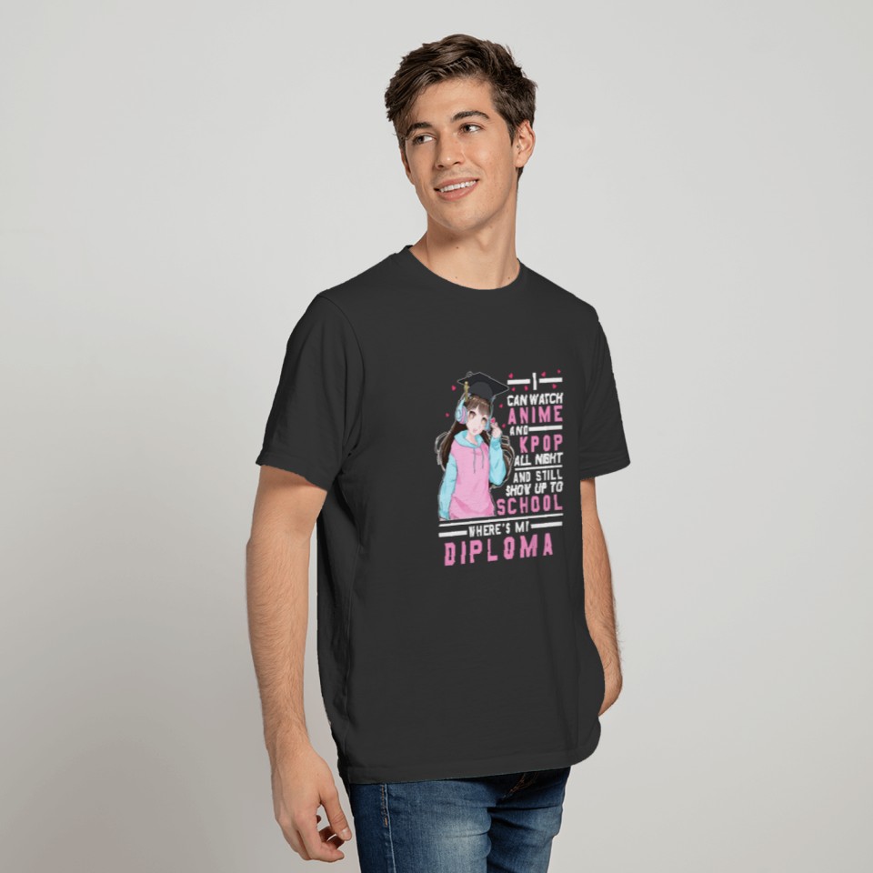 Watch Anime And KPOP All Night Funny School Girl G T Shirts