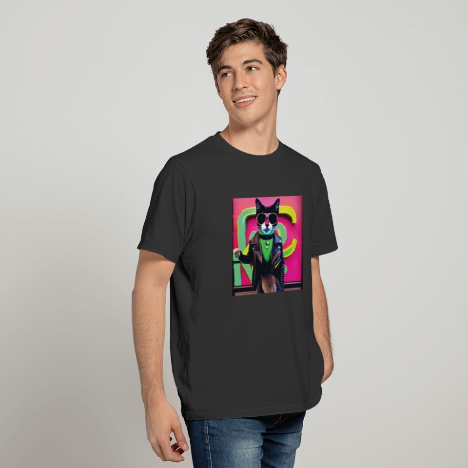 cat daddy black cat vintage eighties style T Shirts