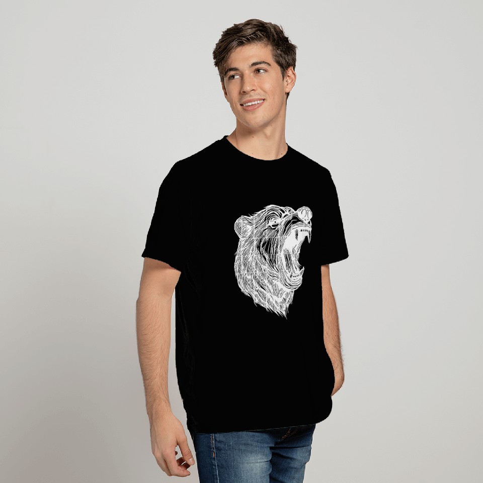 Wild Bear's Head With Sharp Teeth T Shirts