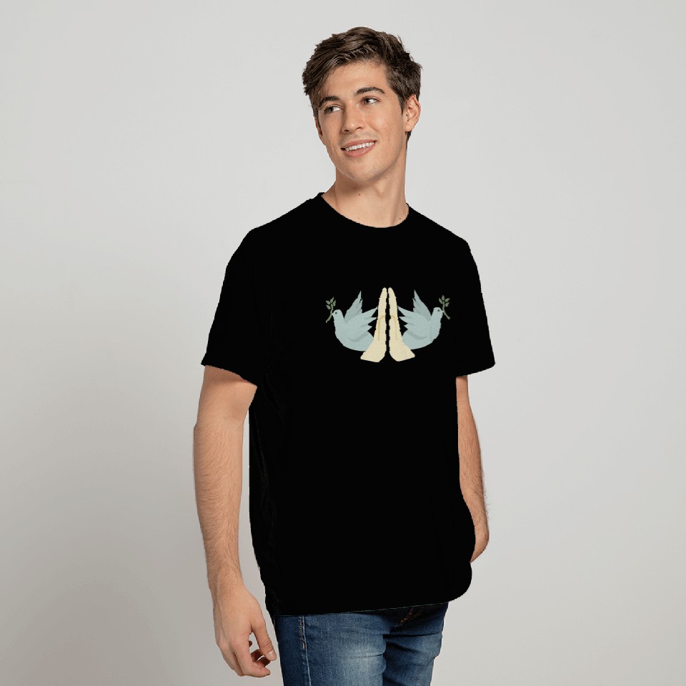 Prayer Hands Peace Doves Christian T Shirts