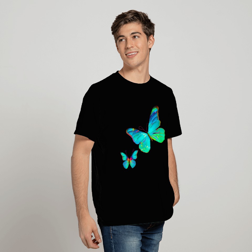 Blue Green Butterflies T Shirts