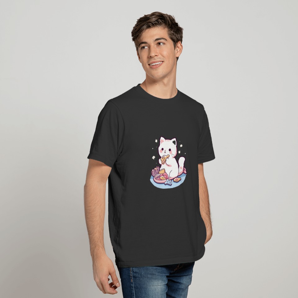 Paws & Nibbles - Cat Eating Snacks T Shirts