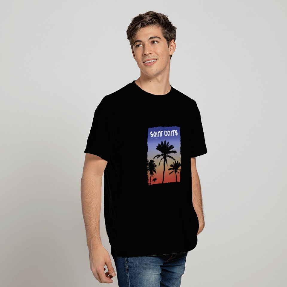 Saint Barts Sunset Vacation Souvenir Palm Tree T Shirts