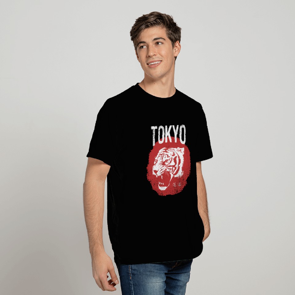 Tokyo Tiger Head Distressed T Shirts