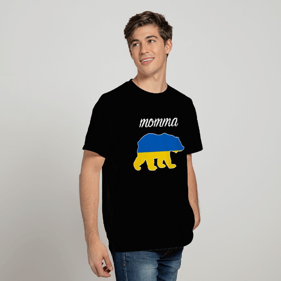 Momma Bear Ukraine Flag Ukrainian Roots T Shirts