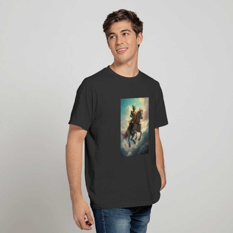 Blue Sky Horse Ride Fantasy Painting T Shirts