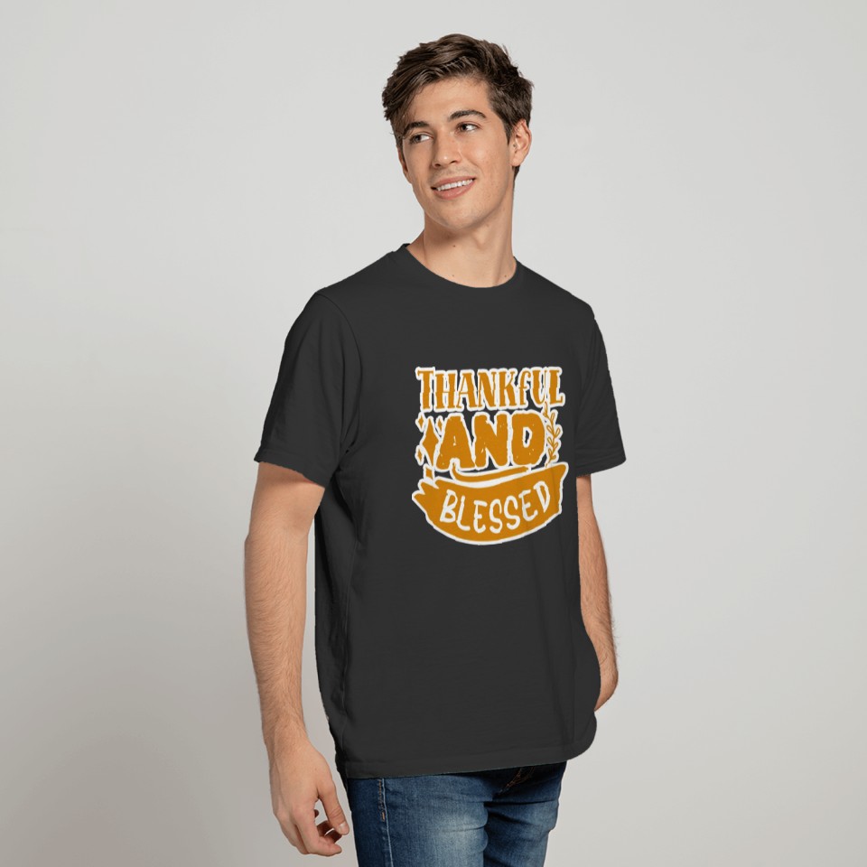THANKFUL AND BLESSED Thanksgiving retro T Shirts