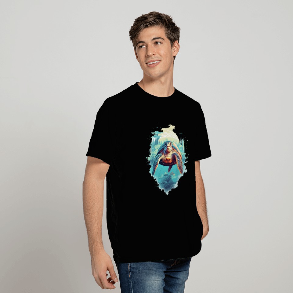Serene Underwater Turtle T Shirts