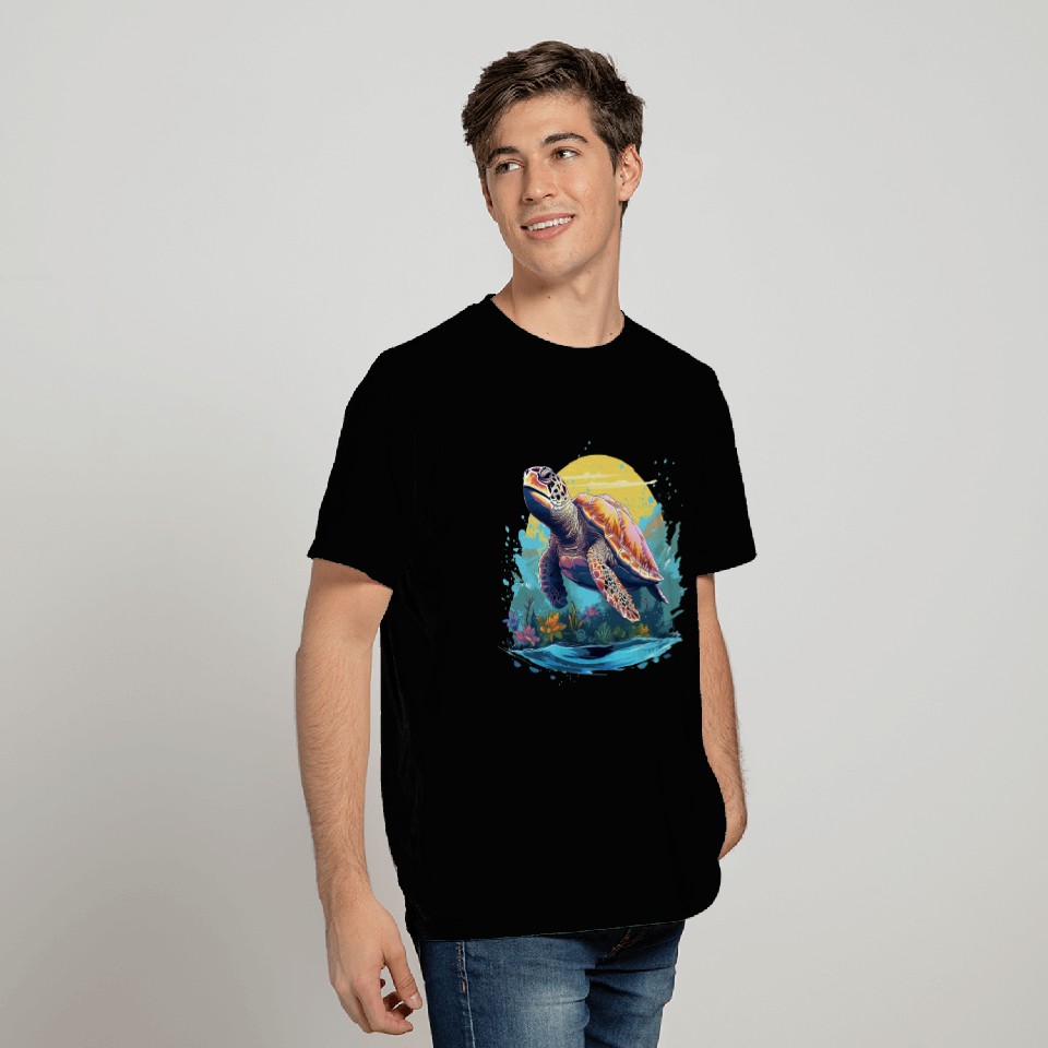 Serene Underwater Turtle T Shirts