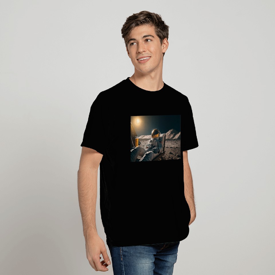 Astronaut drinking beer on the moon T Shirts